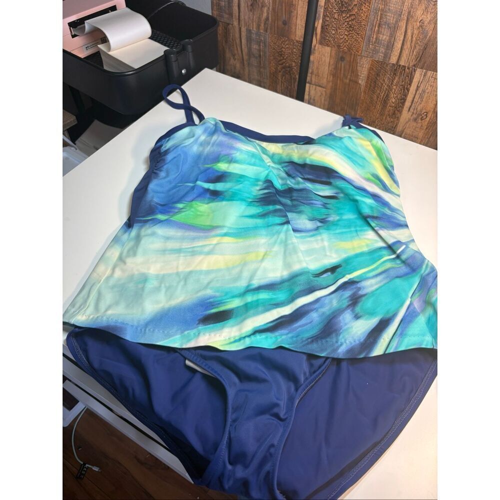 Maxine of Hollywood One piece Blue Green Size 14